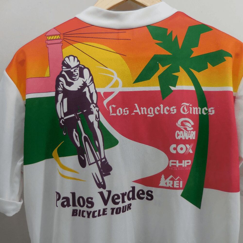 VINTAGE Canari Cycling Jersey Adult XL White Red 1/2‎ Zip Palos Verdes Tour